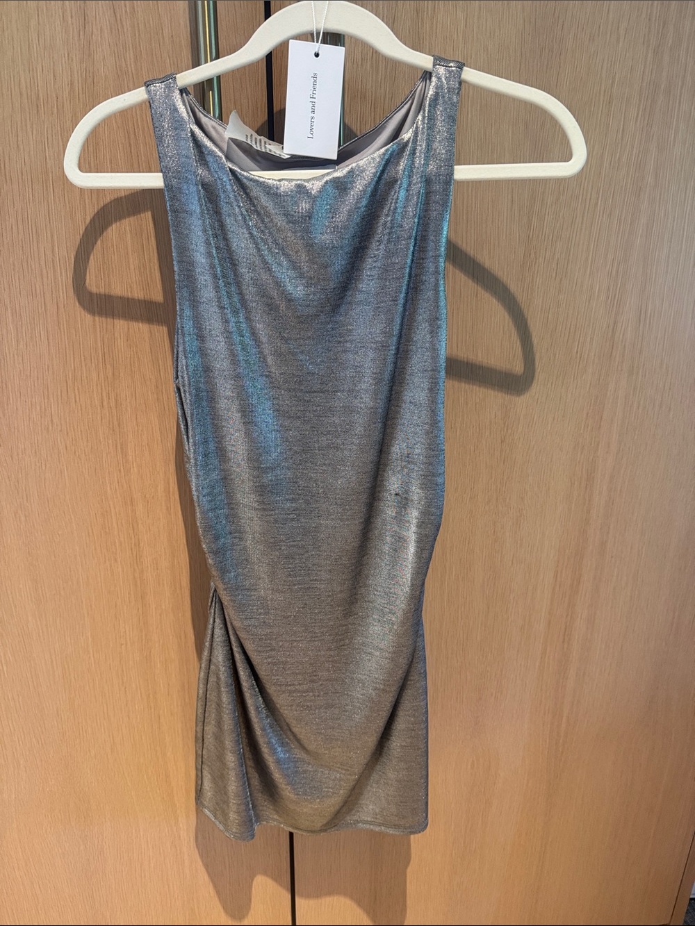 Lovers + Friends Silver Metallic Tank Top